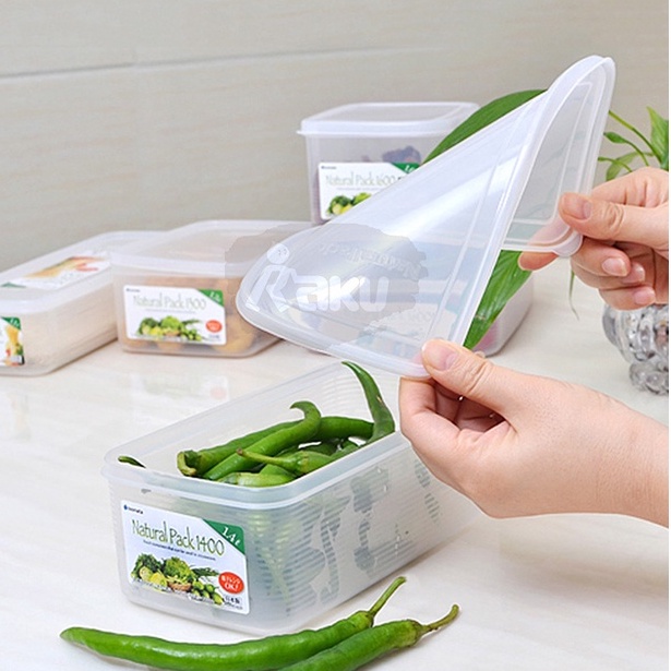 Hộp đựng thực phẩm chữ nhật, nắp dẻo mềm Inomata 1300ml cao cấp kháng khuẩn an toàn, không chứa BPA của Nhật Bản