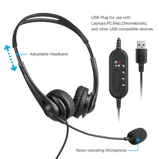 ECVN USB Headset with Microphone MIC Computer Headphones for Call PC Laptop USB2.0
