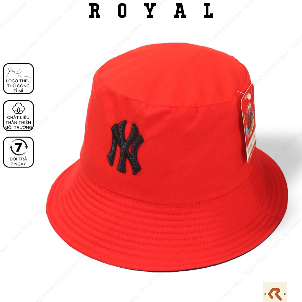 Mũ Bucket Nón Bucket Tai Bèo Nam Nữ 2 Mặt Ny Vải Kaki new york yankees Unisex - Royal Caps