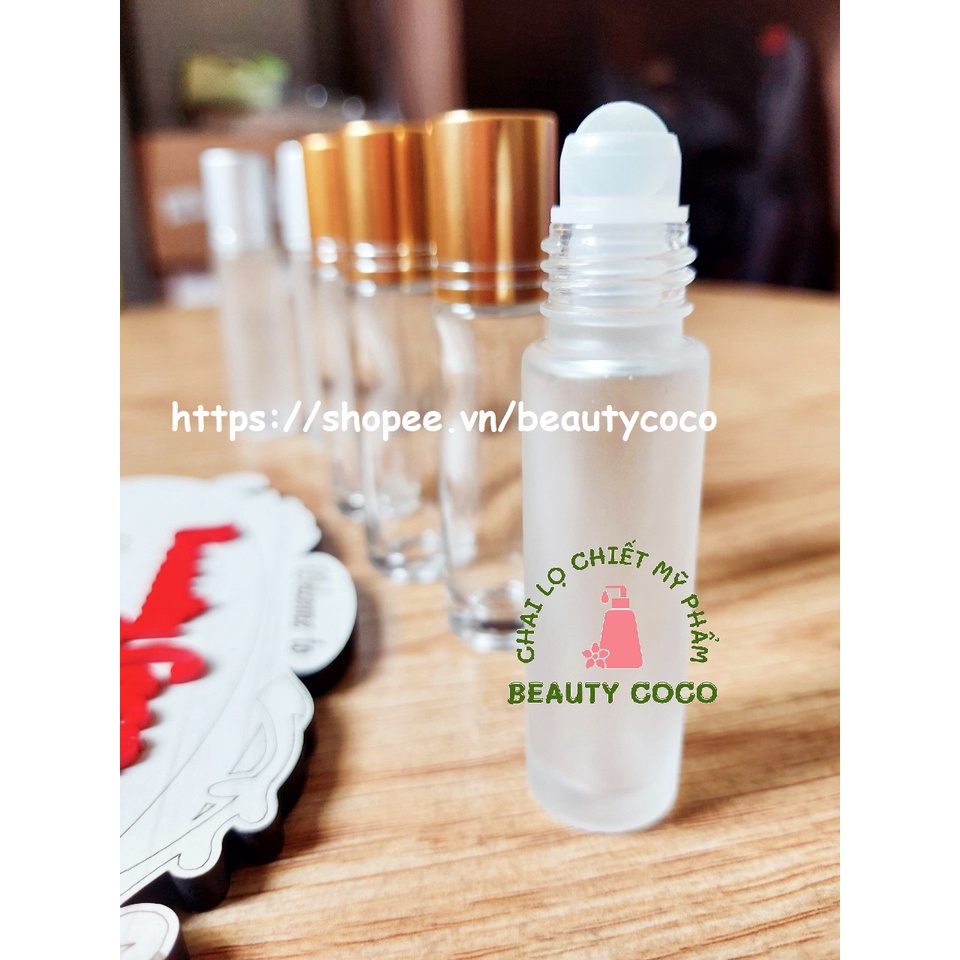 Chai bi lăn 10ml nắp bạc lọ thủy tinh chiết nước hoa đựng dầu dừa