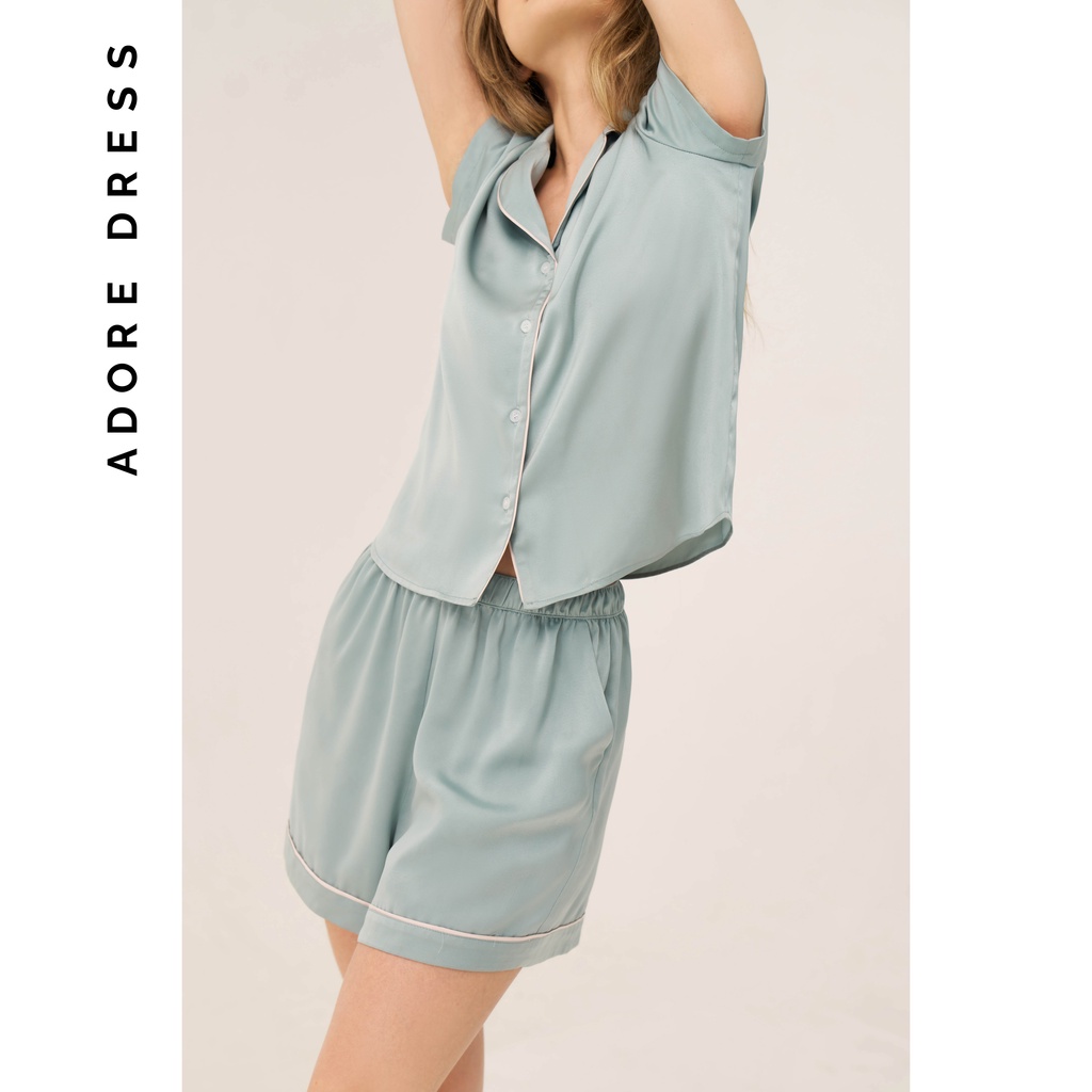 Set pijama quần short lụa lé kem 2HO1005 ADORE DRESS