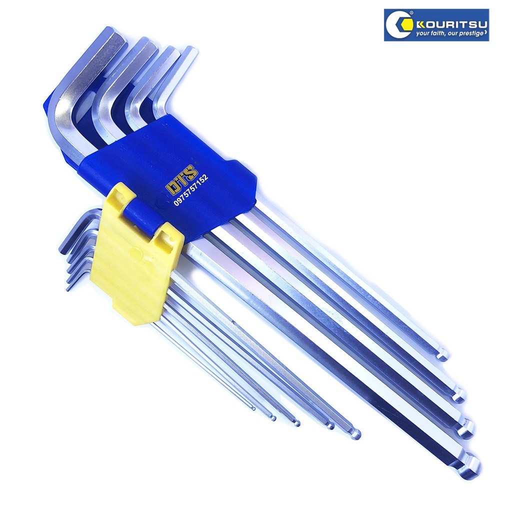 Bộ lục giác bi dài hệ mét Nhật Bản Kouritsu T04301 9 chi tiết 1.5 - 10mm