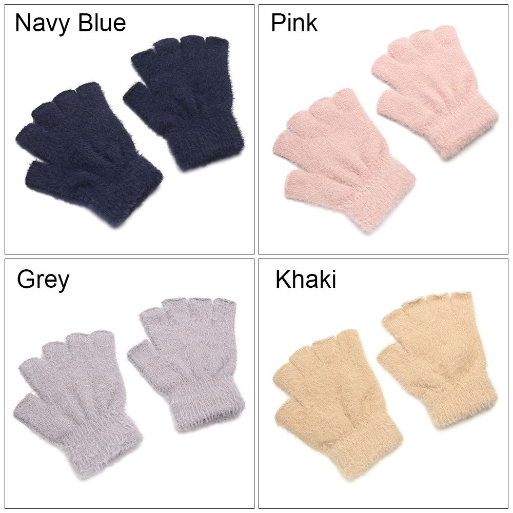 1 Đôi Găng Tay Len Hở Ngón Màu Sắc Đơn Giản