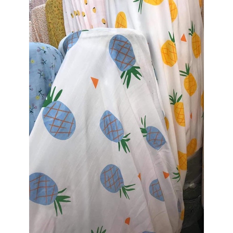 vải đũi mềm mát mịn hình quả dứa to nhiệt đới