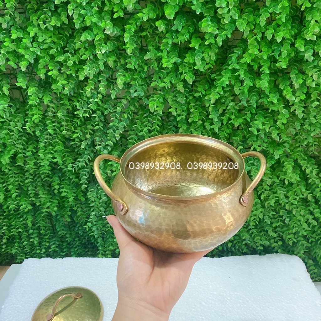 NỒI ĐỒNG 16 x 17 x 14 cm nặng 600 gr  CHẤT LIỆU BẰNG ĐỒNG 100%