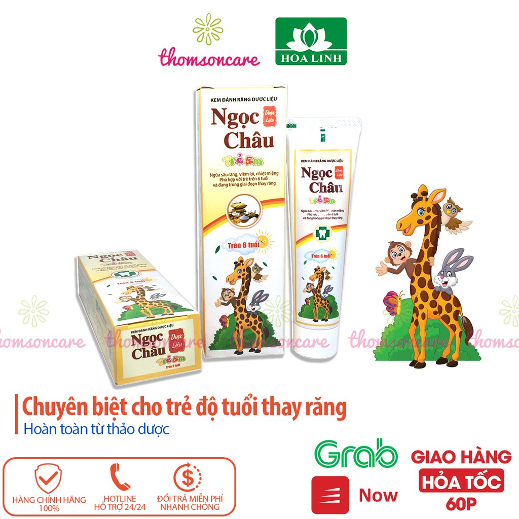 Kem đánh răng cho bé từ thảo dược - Ngọc Châu - Tuýp 70g - cho trẻ từ 6 tuổi, giai đoạn thay răng sữa