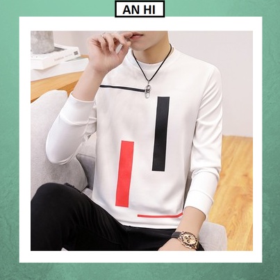Áo thun nam tay dài 💝FREESHIP💝 Áo thun nam 💝 Trắng Sọc thoáng mát, co giãn tốt, đi chơi, sinh nhật, đám cưới.