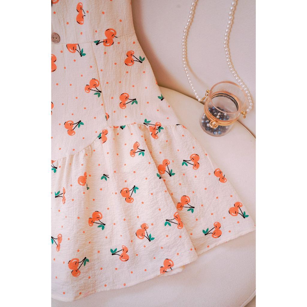 Đầm xòe đuôi cá họa tiết Cherry trẻ trung hack dáng C105 CIN HOUSE