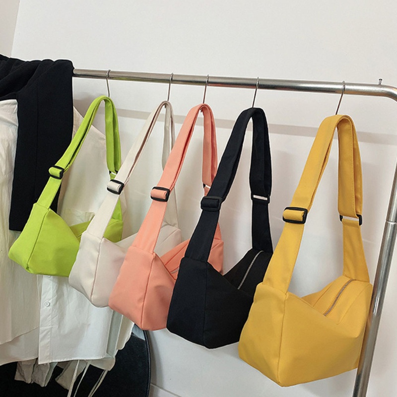 Túi Xách Đeo Vai / Đeo Chéo Màu Trơn Bằng Vải Canvas Thời Trang Dành Cho Nữ