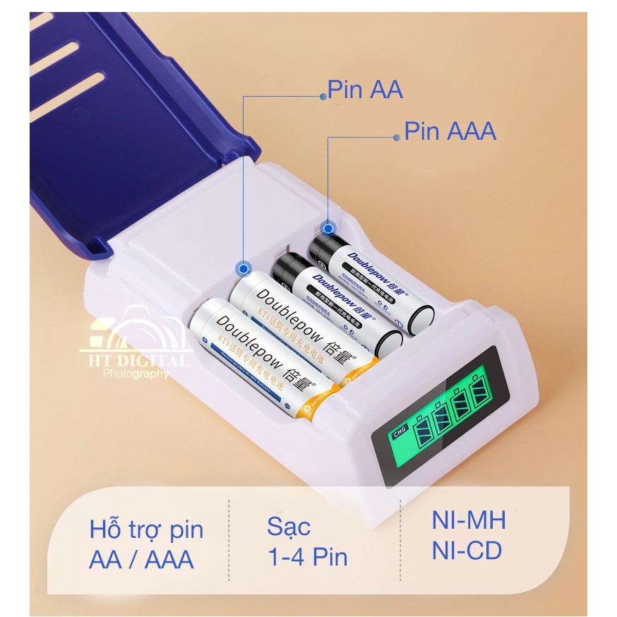 Bộ Pin Sạc AA/AAA DP-K209 Cao Cấp - Bộ Pin Sạc AA 3200mAh - Bộ Sạc Pin Tiểu - Pin Đũa - Pin Micro Karaoke