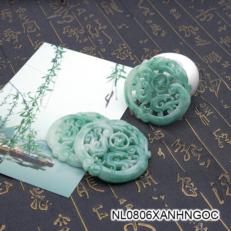 Ngọc bội resin họa tiết tròn 52mm nguyên liệu làm trâm làm trang sức cổ trang việt phục