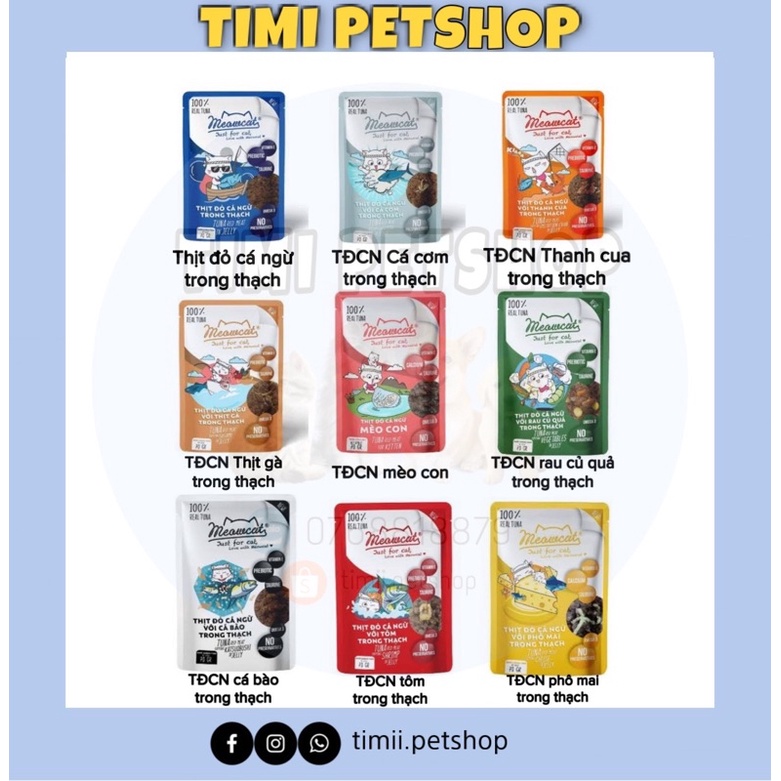 Pate MEOWCAT cho mèo cưng Thịt đỏ cá ngừ gói 70g 9 vị
