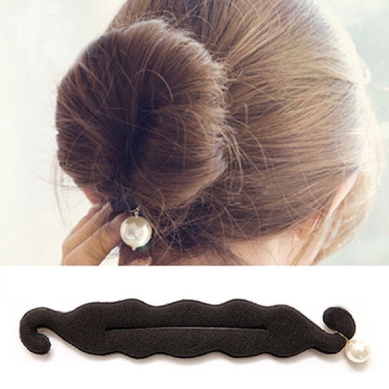 Dụng Cụ Thanh Búi Tóc Củ Tỏi Thông Minh Phối Hạt Châu Trắng