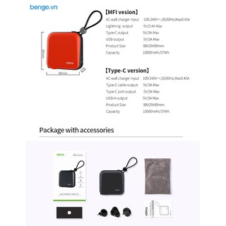 Pin sạc dự phòng sạc nhanh mini idmix mr charger lightning 10000mah - ch05 kèm dây sạc iphone/type c - huco việt nam