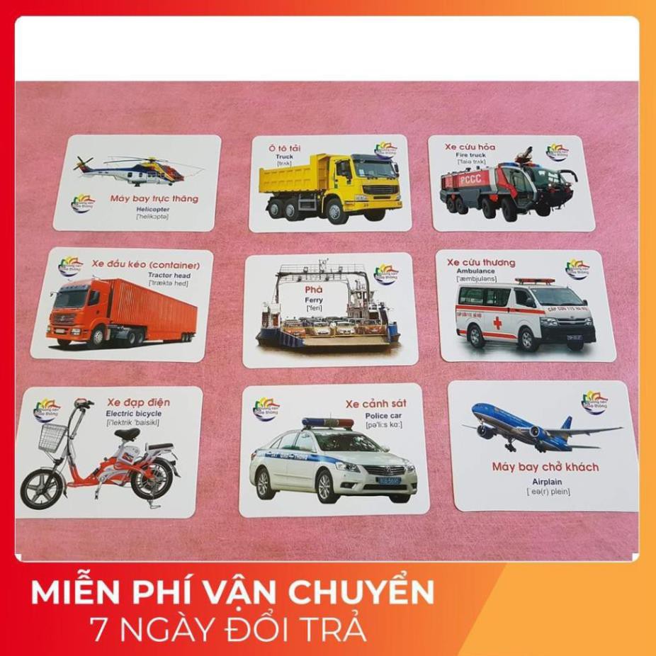 Bộ thẻ học thông minh Flash card 16 chủ đề 416 thẻ tiếng anh tiếng việt cho bé