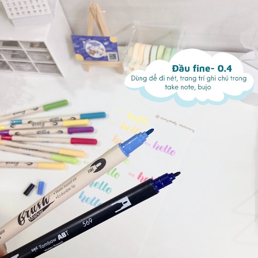 LẺ BÚT BRUSH DUAL MARKER HAI ĐẦU VIẾT CALLIGRAPHY GIÁ RẺ TRANG TRÍ SỔ TAY BULLET JOURNAL TAKE NOTE PLANNER