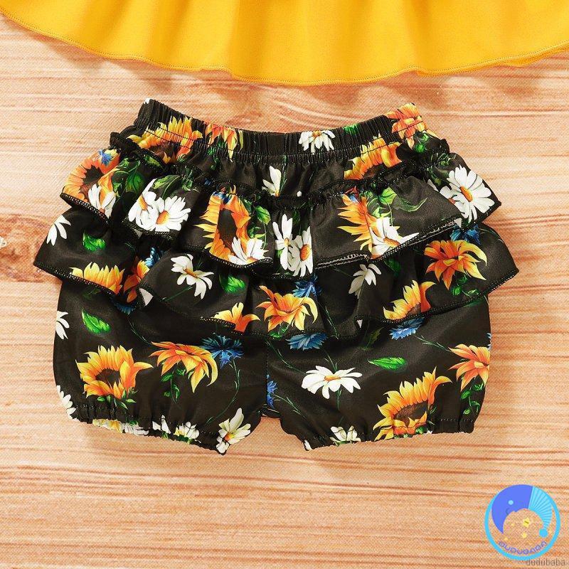 Set Áo Kiểu Phối Quần Short Đáng Yêu Cho Bé Gái