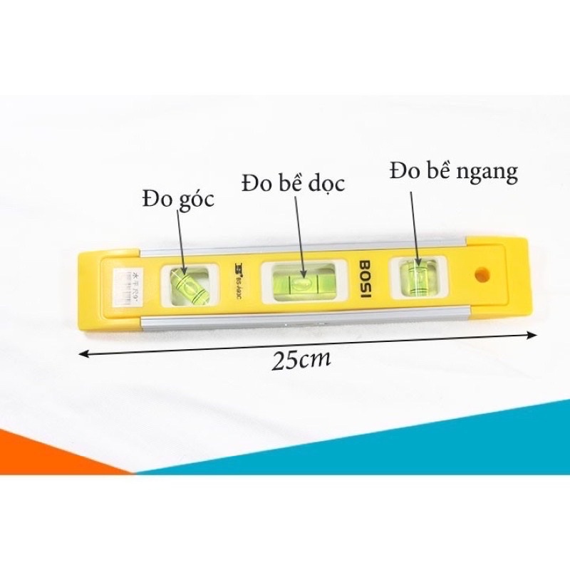 Thước thủy livo bosi có nam châm 23cm đo góc nghiêng, điều chỉnh độ cân bằng của mặt phẳng loại tốt