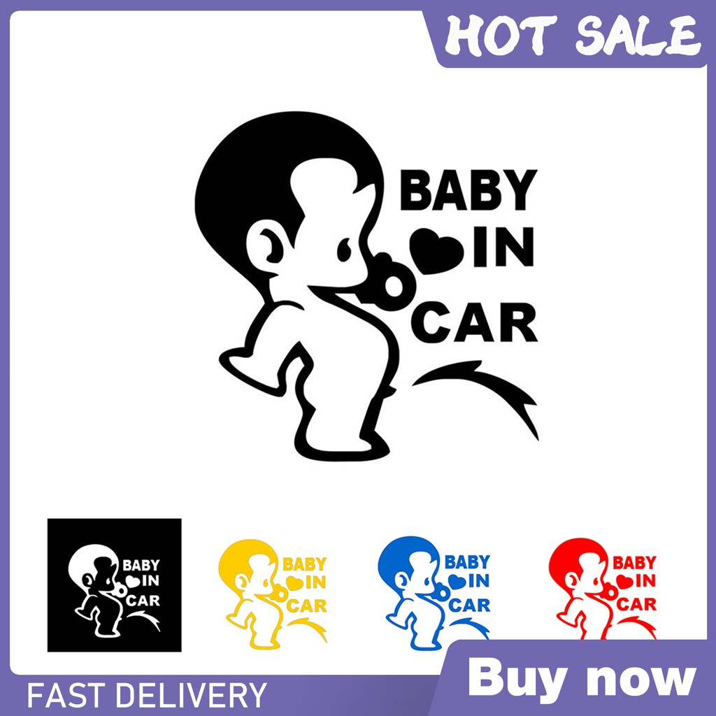 Decal dán trang trí phản quang in chữ Baby In Car