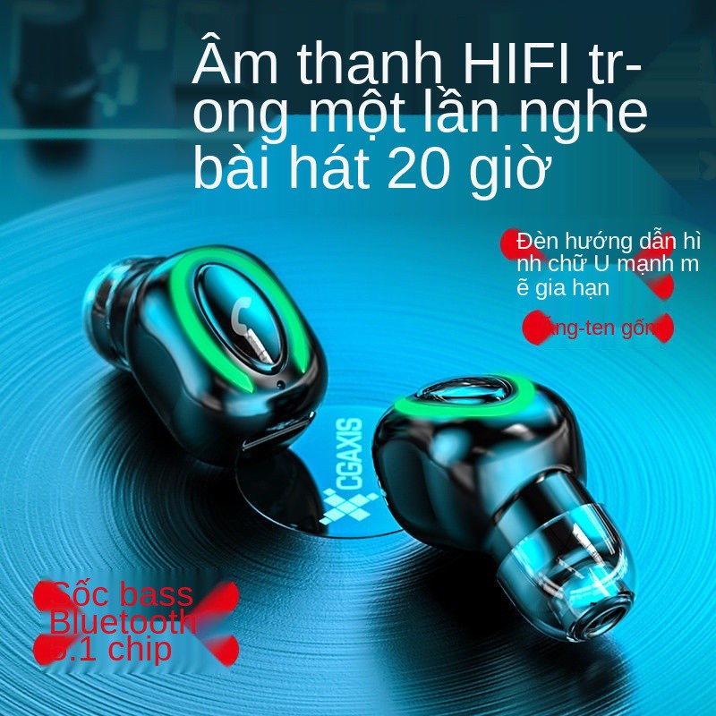 Tai nghe Bluetooth không dây, tai nghe mini thể thao ở chế độ chờ cực dài, tai nghe Bluetooth đa năng âm trầm nặng