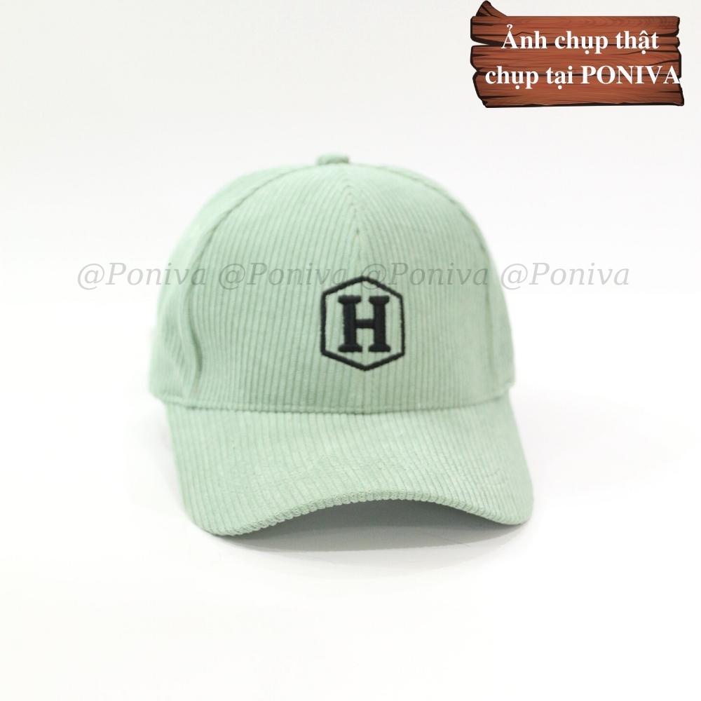 Mũ lưỡi trai ❤️ Nón kết thêu chữ H chất nhung tăm form unisex H9999 phong cách Ulzzang Thời trang PONIVA siêu hot