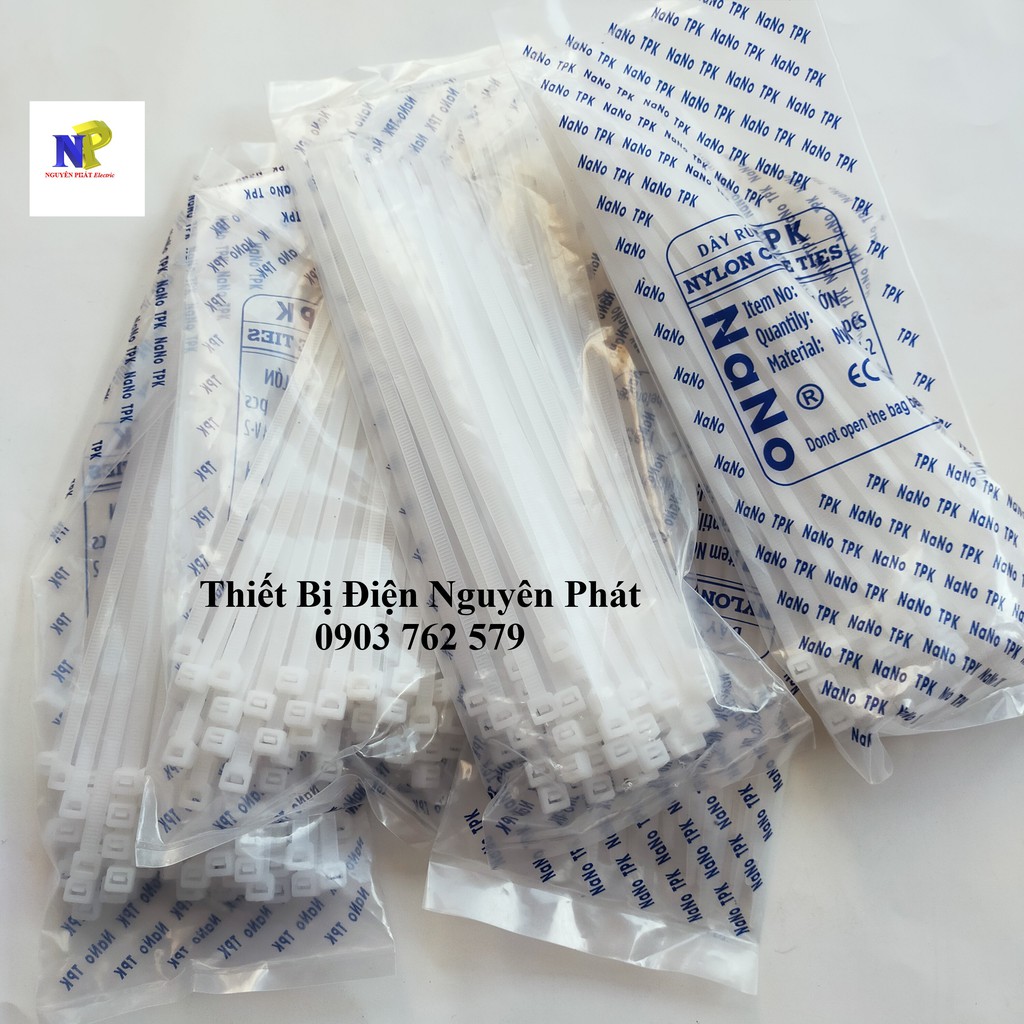 Dây Rút Nhựa 2 Tấc 20cm  Màu Trắng/Đen - Giá Bán 1 Bịch