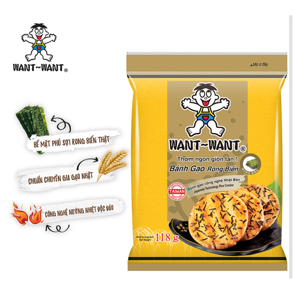 Combo BÁNH GẠO RONG BIỂN WANT WANT 118g ( 2 gói chỉ 25k).