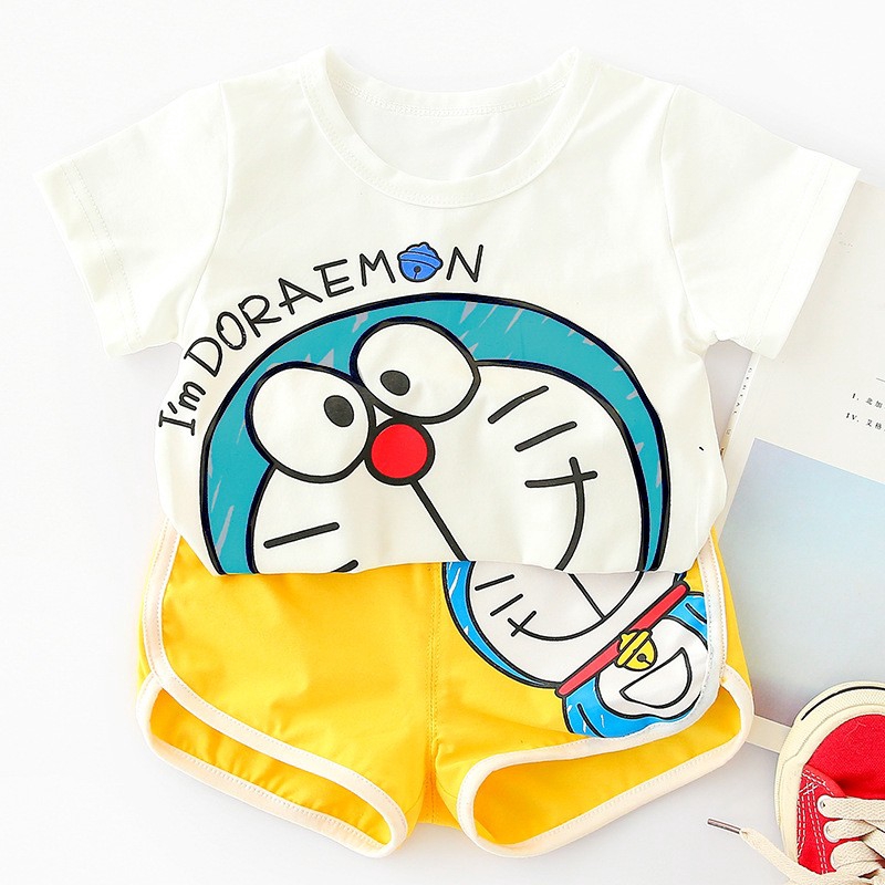 Đồ bộ quần áo cộc tay cho bé hình DORAEMON 8-18kg QATE451