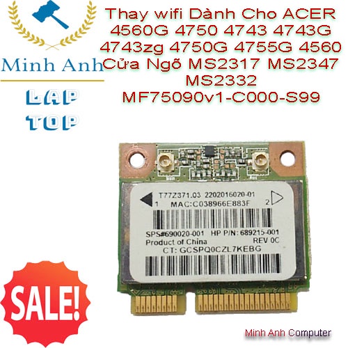 Thay thế wifi laptop  acer -gateway ms2317 ,MSP ( 690020 - 005 )