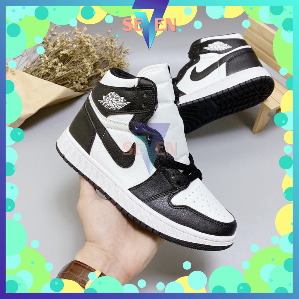 Giày Thể Thao Nam Nữ Jordan JD1 Panda Đen Trắng Cao Cổ Thời Trang Full Box Bill