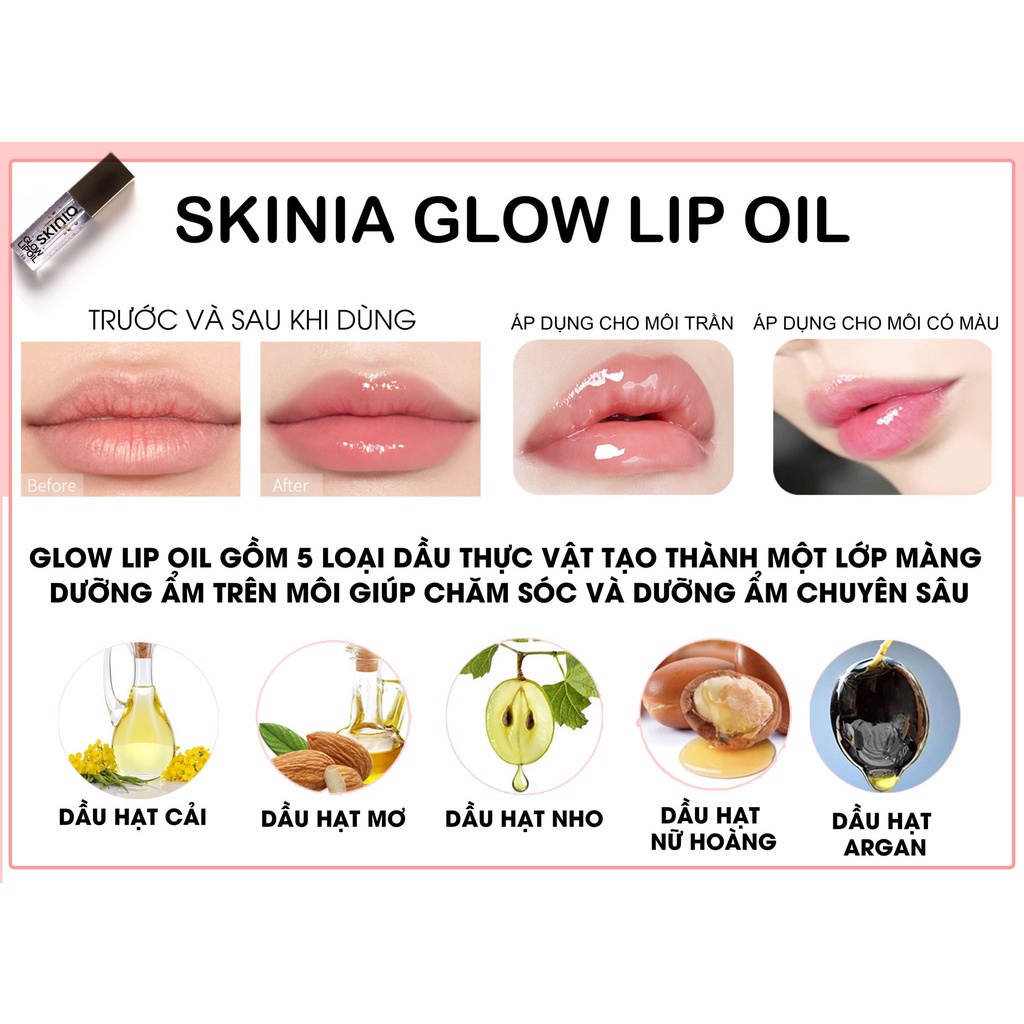 Son dưỡng không màu Skinia Glow Lip Oil GomiMall