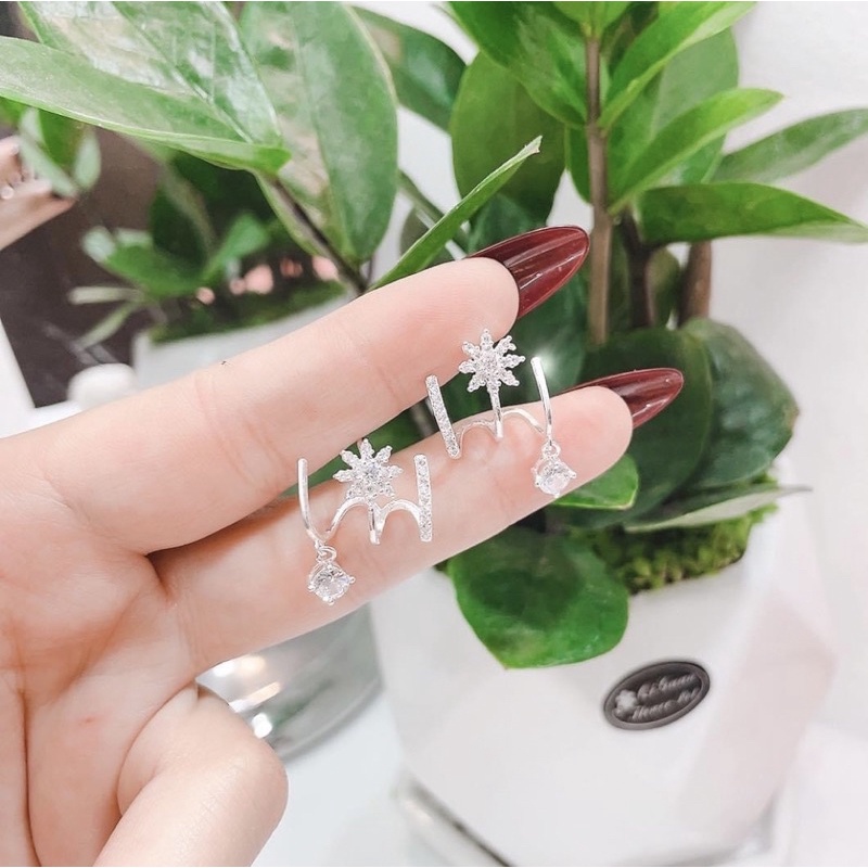 Bông tai bạc ta kiểu dáng ôm vành tai siêu đẹp , sang chảnh - Vàng Bạc Khải Khải