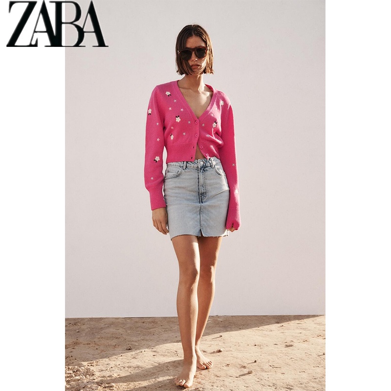 Zara Áo Dệt Kim Cổ Chữ V Thêu Họa Tiết Thời Trang Mùa Xuân 6771034