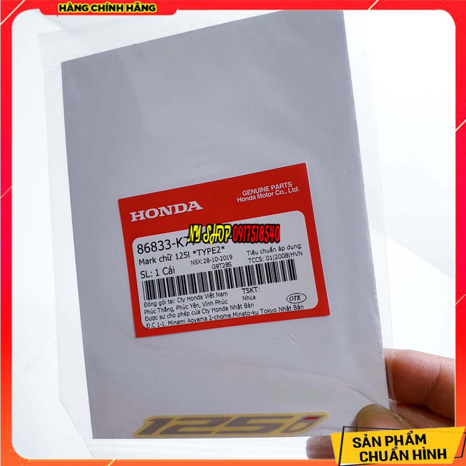 1 ĐÔI TEM 125i CHO SH VIỆT - TEM HONDA CHÍNH HÃNG ( mã k77) Ảnh thật Sp