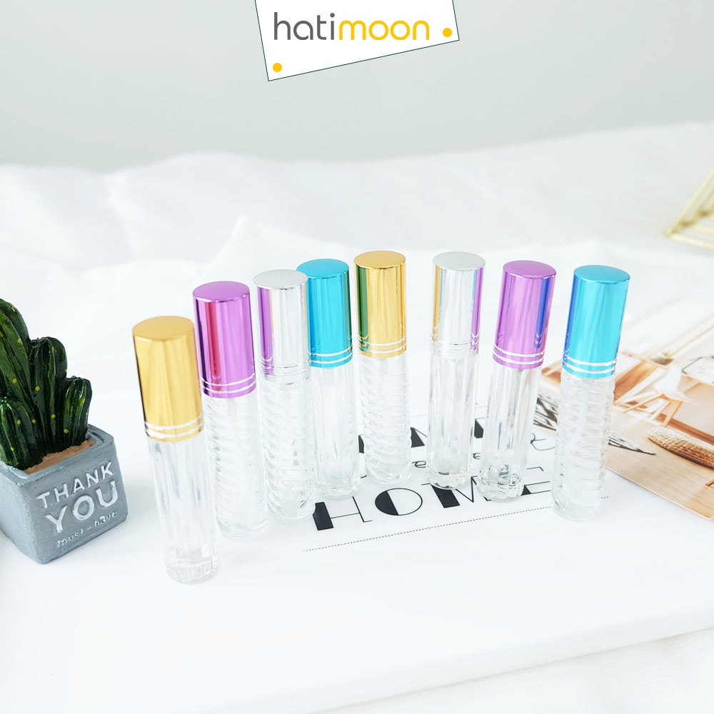 Chai chiết nước hoa, lọ chiết nước hoa thủy tinh hình trụ xoắn 3.5ml nhiều màu, H0030