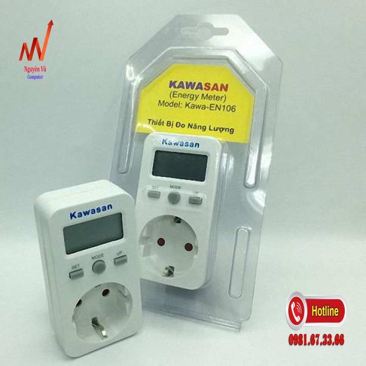 Ổ cắm đo điện năng tiêu thụ, đo công suất đa năng Kawa Kw - EN106