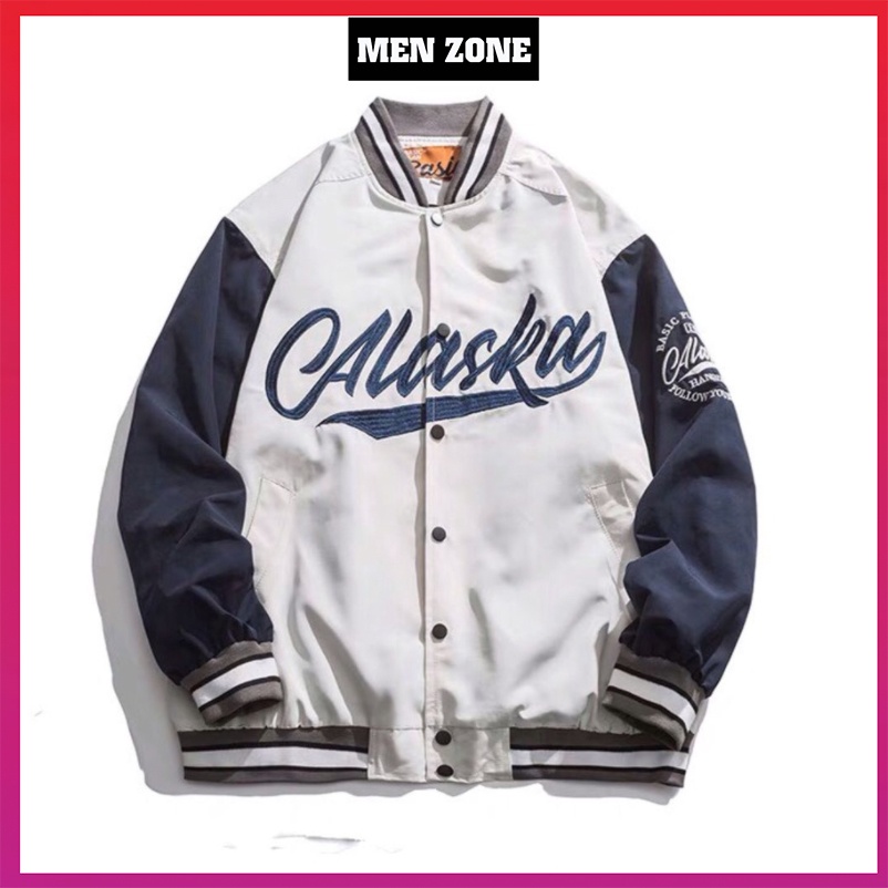 Áo khoác bomber nỉ dù form rộng thêu Alaska áo khoác nam nữ unisex [BOM]