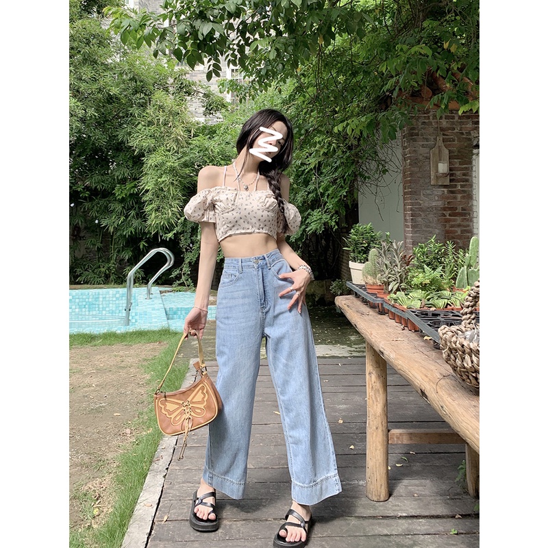 Quần jean nữ cạp cao dáng suông chất jean mềm cực thoải mái JOLI Clothing J107