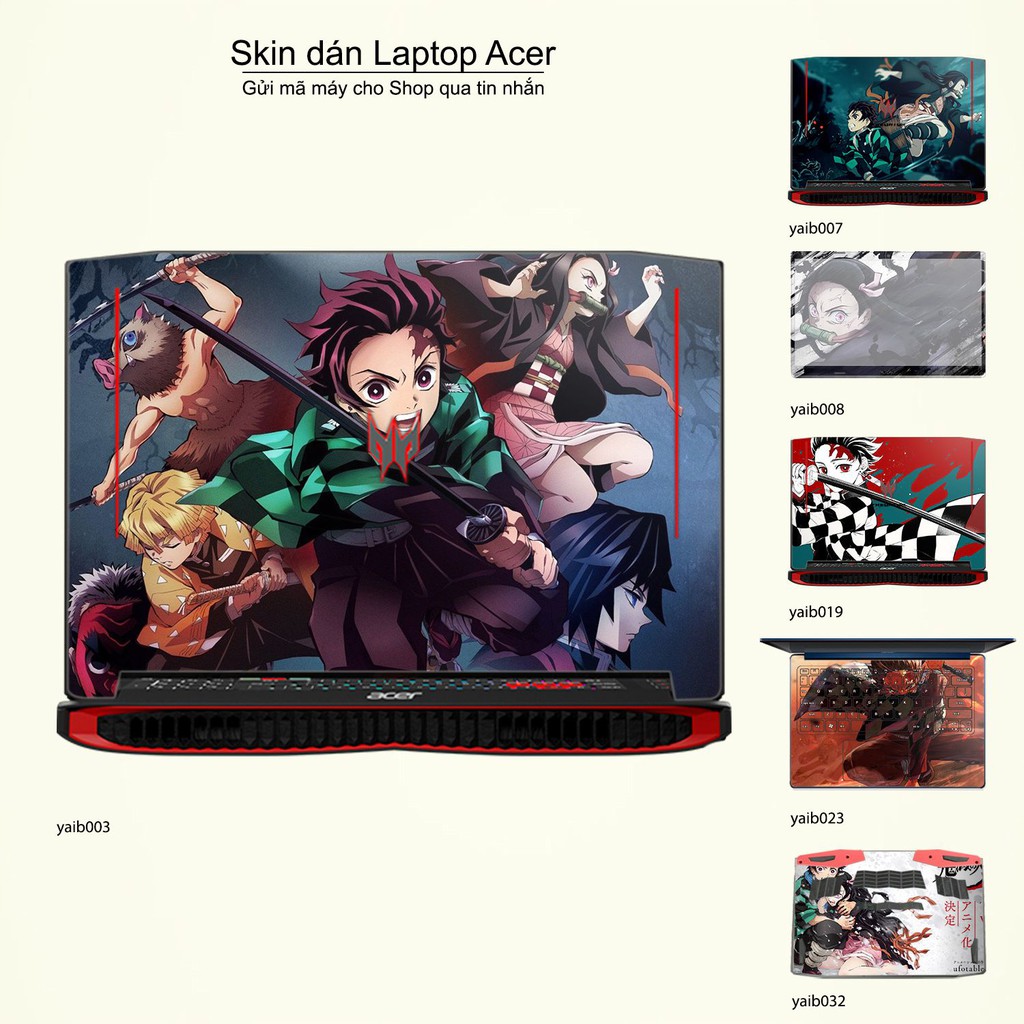 Skin dán Laptop Acer in hình Kimetsu No Yaiba (inbox mã máy cho Shop)