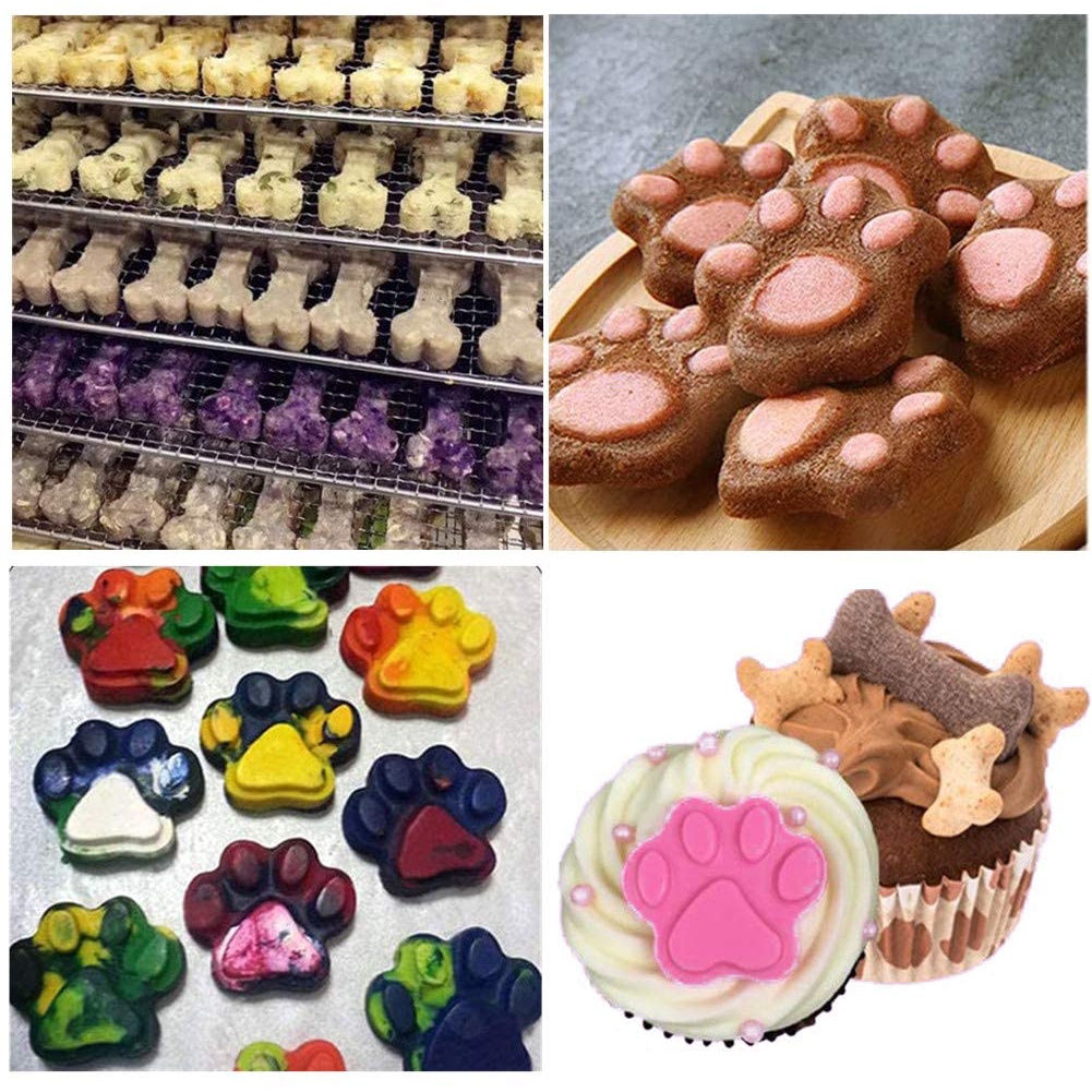 Khuôn Làm Bánh Kẹo ANAEAT Bằng Silicon Hình Bàn Chân Cún 3D 8 Ngăn Tái Sử Dụng Được Tiện Lợi