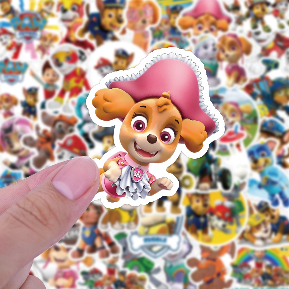 Y&P| Hình Dán Chống Nước PAW Patrol Phim Hoạt Hình Mũ Bảo Hiểm Máy Tính Xách Tay Hành Lý Dán Thiết Lập, 50 tờ