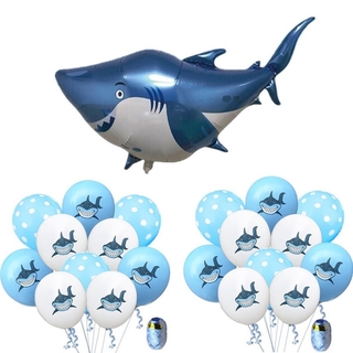 Set 23 Bong Bóng Hình Cá Mập / Chấm Bi Trang Trí Tiệc Sinh Nhật Cho Bé