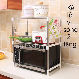 Kệ Lò Vi Sóng Kéo Giãn 2 Tầng - Kệ Nhà Bếp Đa Năng Tiện Lợi Loại 3 Thanh, 5 Thanh Thép