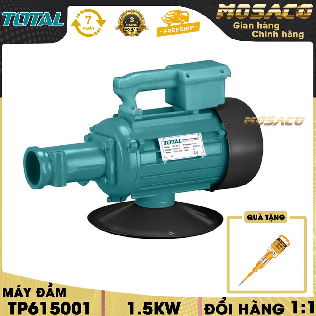 Máy đầm rung bê tông dùng điện TOTAL TP615001 điện áp 220-240V. Máy đầm total, tần số 50Hz, pha đơn- MOSACO