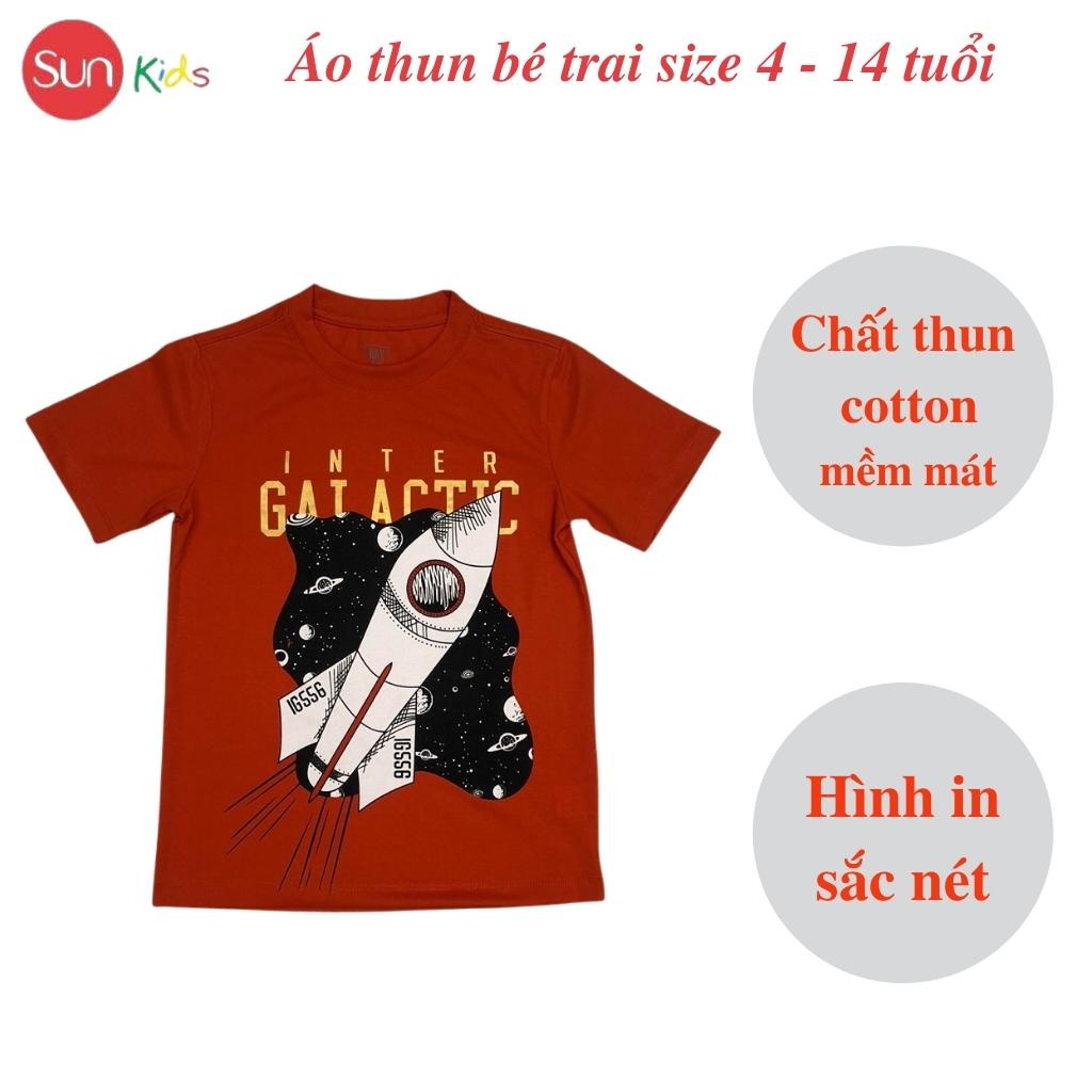 Áo thun bé trai, áo phông cho bé trai chất cotton nhiều màu, size 4-14 tuổi - SUNKIDS