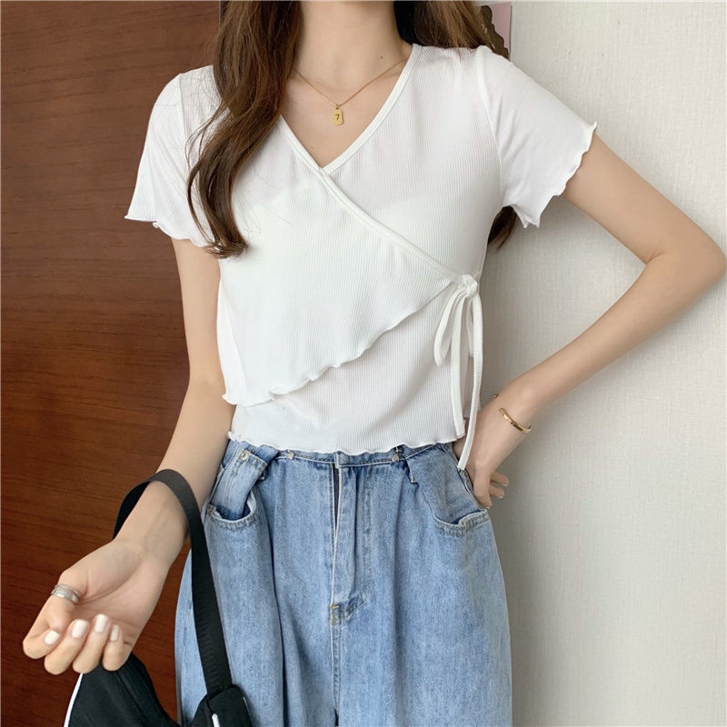 Áo Thun NgắN Tay Cổ Chữ V 2022 ThờI Trang Cho Nữ JL-TX-276