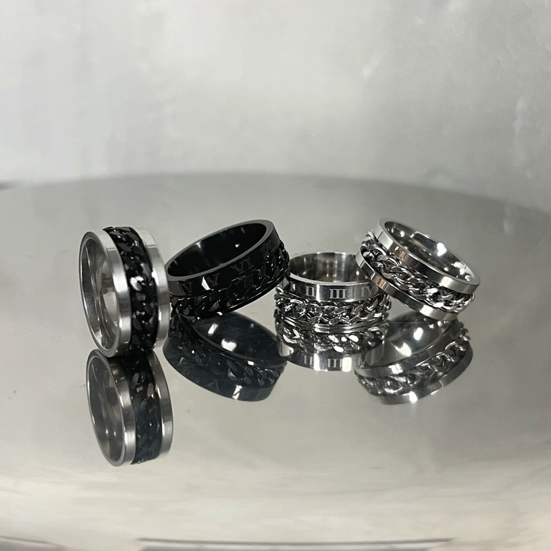 NHẪN THÉP TITAN XÍCH XOAY DÙNG KHUI BIA
