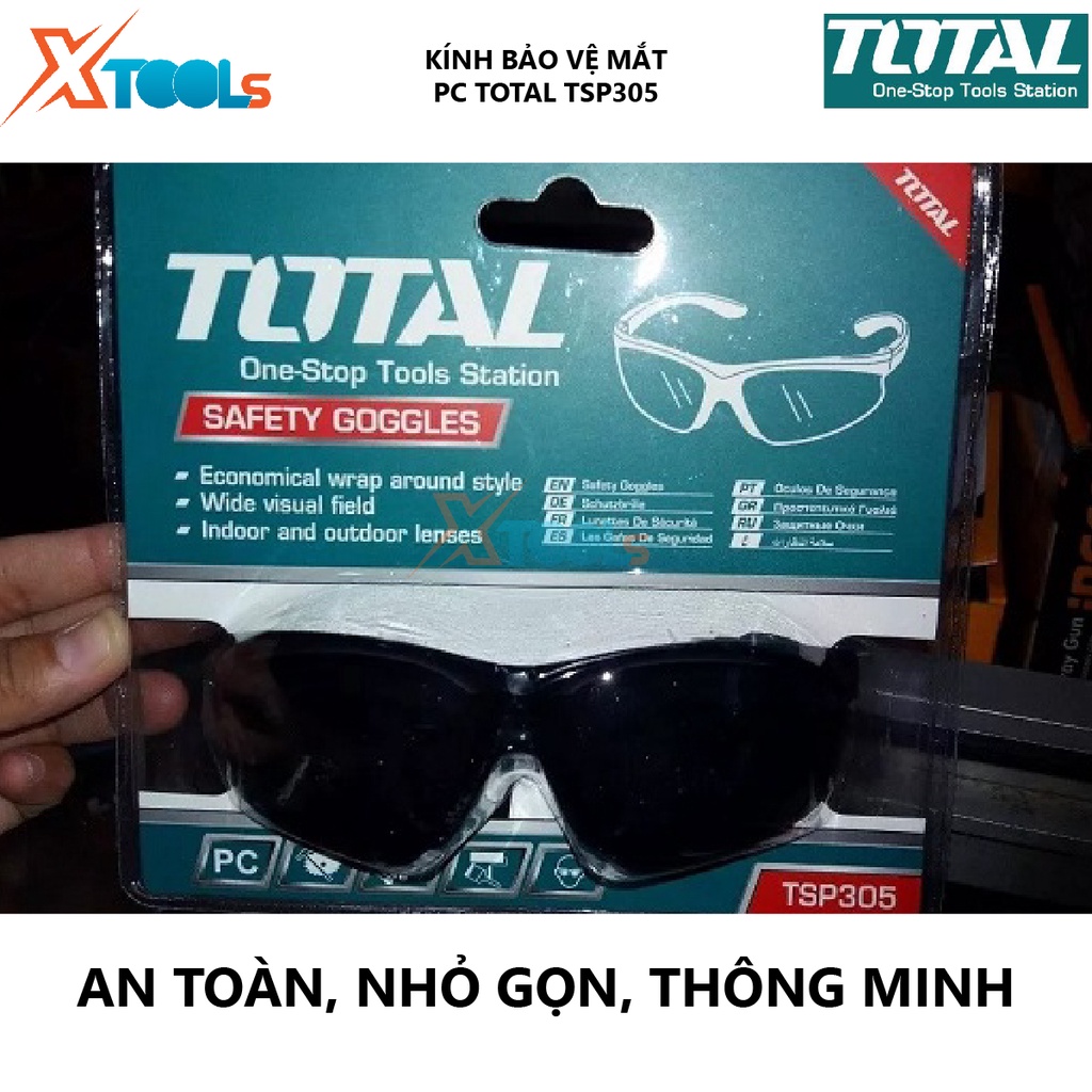 Kính bảo hộ lao động TOTAL TSP305  kính đen bảo vệ thợ hàn chất liệu nhựa dẻo có độ bền cao, thiết kế ôm trọn,bảo vệ mắt