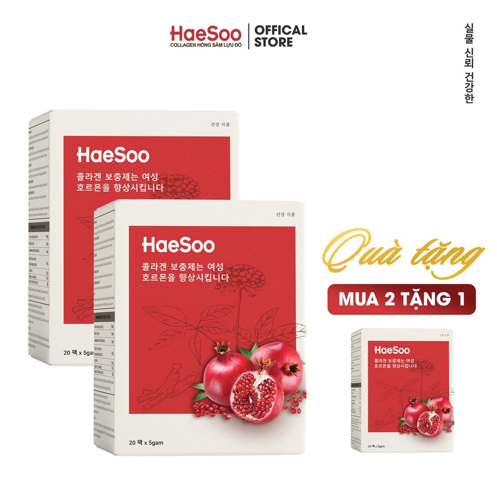 Collagen hồng sâm lựu đỏ trẻ hoá da HaeSoo – Combo mua 2 tặng 1