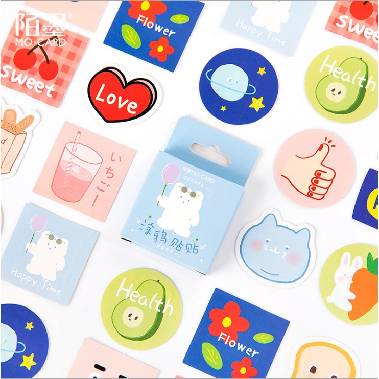 Sỉ 50 hộp sticker nhãn dán 10 mẫu
